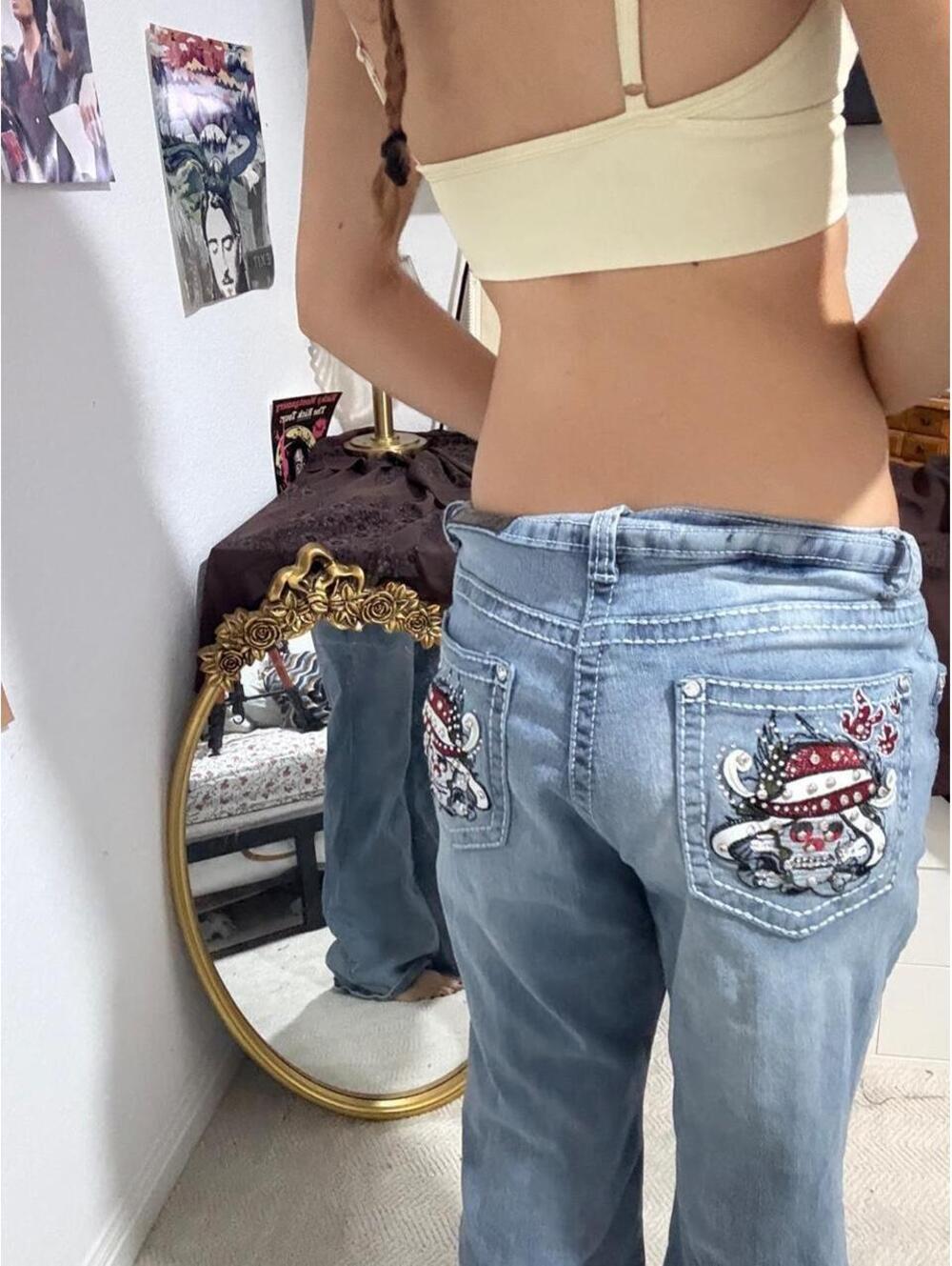 Sky Women's Blue and Yellow Jeans